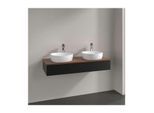 Villeroy und Boch Antao Waschtisch-Unterschrank L13012PD mit Beleuchtung, 1 Auszug, 1200 x 190 x 500 mm, Front ohne Struktur, Black Matt Lacquer / Warm Walnut