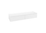 Villeroy und Boch Antao Sideboard L42100MT mit Beleuchtung, 2 Auszüge, 1600 x 268 x 500 mm, Front mit Struktur, White Matt Lacquer / White Matt Lacquer