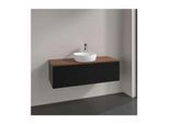 Villeroy und Boch Antao Waschtisch-Unterschrank K32152PD 120x36x50cm, Hahnloch, Waschbeckenplattenfarbe warm walnut, black matt lacquer