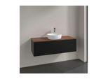 Villeroy und Boch Antao Waschtisch-Unterschrank K32052PD 120x36x50cm, Hahnloch, Waschbeckenplattenfarbe warm walnut, black matt lacquer