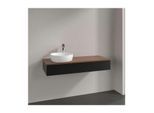 Villeroy und Boch Antao Waschtisch-Unterschrank L11112PD mit Beleuchtung, 1 Auszug, 1200 x 190 x 500 mm, Front mit Struktur, Black Matt Lacquer / Warm Walnut
