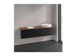 Villeroy und Boch Antao Waschtisch-Unterschrank L38052PD mit Beleuchtung, 2 Auszüge, 1600 x 360 x 500 mm, Front ohne Struktur, Black Matt Lacquer / Warm Walnut
