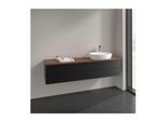 Villeroy und Boch Antao Waschtisch-Unterschrank L27112PD mit Beleuchtung, 4 Auszüge, 1600 x 360 x 500 mm, Front mit Struktur, Black Matt Lacquer / Warm Walnut