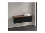 Villeroy und Boch Antao Waschtisch-Unterschrank L34152PD mit Beleuchtung, 1 Auszug, 1200 x 360 x 500 mm, Front mit Struktur, Black Matt Lacquer / Warm Walnut