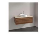 Villeroy und Boch Antao Waschtisch-Unterschrank K20053HM 100x36x50cm, Hahnloch, Waschbeckenplattenfarbe botticino, warm walnut