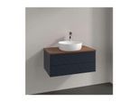 Villeroy und Boch Antao Waschtisch-Unterschrank K19152HG 80x36x50cm, Hahnloch, Waschbeckenplattenfarbe warm walnut, midnight blue matt lacquer