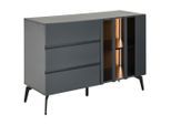 Novel Kommode, Grau, Schwarz, Metall, Glas, Holzwerkstoff, 1 Fächer, 3 Schublade(n) Schubladen, warmweiß, 110x76.3x41.5 cm, Bsci, Beimöbel erhältlich, stehend, Beleuchtung, Wohnzimmer, Kommoden & Sideboards, Kommoden