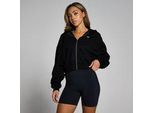 MP Damen Basics Kapuzenpulli mit verkürztem Schnitt und durchgehendem Reißverschluss – Schwarz - XL