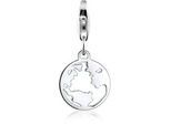 Charm-Einhänger NENALINA "Anhänger Welt Weltkugel Cut-Out 925er Silber", silber, Charms, Damen, ohne Stein, Silber 925 (Sterlingsilber)