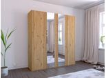 Kleiderschrank WIEMANN "Mainau", braun (bianco, eiche, nachbildung, kristallspiegel), B:197,3cm H:197cm T:58cm, Glas, Holzwerkstoff, Schränke, Kleiderschrank, mit Holz- und Spiegeltüren