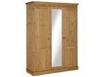 Kleiderschrank OTTO HOME "Indra", beige (natur), B:145cm H:187cm T:54cm, Massivholz, Schränke, Kleiderschrank, aus massiver Kiefer, mit Spiegel bei der 3- und 5trg.Variante