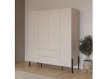 Kleiderschrank OTTO HOME "Jukon, moderner Kleiderschrank mit Metallfüßen", beige (kaschmir), B:180cm H:210cm T:59,5cm, FSC-zertifizierter Holzwerkstoff, Melamin, Metall, Schränke, Kleiderschrank, Drehtürenschrank 4 Türen/2 Schubkästen, push to open Funktion