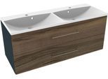 Waschtisch WELLTIME "Lacona", grau (korpus anthrazit matt, front optik nussbaum, anthrazit matt), B:120cm H:50,8cm T:46cm, Waschtische, Waschtisch