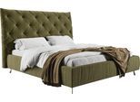 Polsterbett HOME AFFAIRE "Elloree, in 4 Breiten, hinten mit Originalstoff bezogen, auch in Leder", grün (oliv), B:176cm H:143cm L:234cm, 100% Polyester, Betten, Polsterbett ohne Bettkasten Polsterbett, Kopfteilhöhe 143cm, belastbar bis 280 kg, auch in Überlänge 220cm