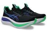 Laufschuh ASICS "GEL-NIMBUS 28", Herren, Gr. 43,5, schwarz, cobalt burst, Synthetik, Schuhe Laufschuh, mit Knit-Obermaterial, mit FF BLAST PLUS Dämpfung