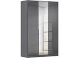 Drehtürenschrank OTTO HOME "Kleiderschrank Schrank Garderobe AGORDO mit Glasfront und Spiegel", grau (graumetallic, glas basalt), B:136cm H:229cm T:54cm, Holzwerkstoff, Schränke, Drehtürenschrank, durchdachte Innenausstattung, in 8 Breiten und 2 Höhen MADE IN GERMANY