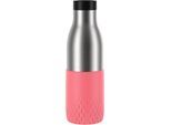 Trinkflasche EMSA "Bludrop Sleeve", orange (koralle), H:24cm, Edelstahl, Silikon, Trinkflaschen, Trinkflasche, Edelstahl/Silikon, Quick-Press, 12h warm/24h kühl
