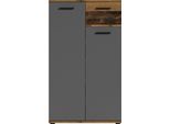 Schuhkommode BYLIVING "Jakob", grau (old wood), B:60cm H:102cm T:30cm, Sideboards, Schuhkommode, Breite 60 cm