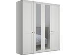 Kleiderschrank WIEMANN "Göteborg, mit 95 Öffnungswinkel, Made in Germany", weiß (weiß, kristallspiegel), B:197,3cm H:216cm T:58cm, Glas, Holzwerkstoff, Schränke, Kleiderschrank, inkl. Spiegel und Türendämpfung, moderner Landhausstil