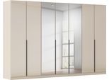 Drehtürenschrank OTTO HOME "Kleiderschrank Schrank Garderobe AGORDO mit Glasfront und Spiegel", beige (beige, glas beige (champagner)), B:315cm H:210cm T:54cm, Holzwerkstoff, Schränke, Drehtürenschrank, durchdachte Innenausstattung, in 8 Breiten und 2 Höhen MADE IN GERMANY