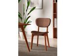 Stuhl HOME AFFAIRE "COZY Made in Italy", braun (tabac, kirsch, tabac), B:50cm H:88cm T:62cm, Polyester, Stühle, Stuhl, Gestell in Buche, Kirsch- oder Nussbaum, Massivholz, Design Stuhl