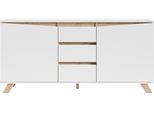 Sideboard BYLIVING "Valentin", weiß, B:160cm H:76cm T:38cm, Holzwerkstoff, Melamin, Sideboards, Sideboard