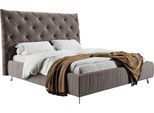 Polsterbett HOME AFFAIRE "Elloree, in 4 Breiten, hinten mit Originalstoff bezogen, auch in Leder", grau (stone), B:236cm H:143cm L:254cm, 100% Polyester, Betten, Polsterbett, Kopfteilhöhe 143cm, belastbar bis 280 kg, auch in Überlänge 220cm