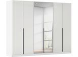 Drehtürenschrank OTTO HOME "Kleiderschrank Kleiderschränke Schrank Garderobe AGORDO mit Glasfront", weiß (alpinweiß, glas kristallweiß), B:271cm H:210cm T:54cm, Holzwerkstoff, Schränke, Drehtürenschrank, durchdachte Innenausstattung, in 8 Breiten und 2 Höhen MADE IN GERMANY