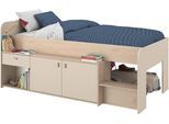 Stauraumbett PARISOT, beige (jackson eiche nachbildung, kaschmir, jackson eiche nachbildung, jackson eiche nachbildung), B:110cm H:90cm L:203cm, Betten, Stauraumbett