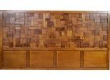 Boxspringbett SIT "Zwolle mit Holz-Mosaik-Kopfteil & 7-Zonen Matratze", grau (dunkelgrau, natur), B:220cm L:205cm, Massivholz, Polyester, Komplettbetten, Boxspringbett, Einzigartiges Teakholz-Mosaik Kopfteil & komfortabler Topper