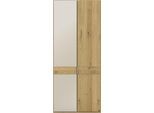 Kleiderschrank MUSTERRING "Savona, Kleiderschrank, Schrank, Garderobe, teilmassiv Eiche", braun, B:100cm H:236cm, Schränke, Kleiderschrank, Türen in Bianco-Eiche massiv, Spiegel-/Glastüren, verschiedene Größen