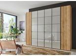 Kleiderschrank WIEMANN "Quito", beige (bianco, eiche, nachbildung, glas champagner, schiefer), B:295,2cm H:236cm T:58cm, Floatglas, Holzwerkstoff, Schränke, Kleiderschrank, hochwertige Beschläge inkl. Türdämpfung
