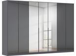 Drehtürenschrank OTTO HOME "Kleiderschrank Kleiderschränke Schrank Garderobe AGORDO mit Glasfront", grau (graumetallic, glas basalt), B:315cm H:229cm T:54cm, Holzwerkstoff, Schränke, Drehtürenschrank, durchdachte Innenausstattung, in 8 Breiten und 2 Höhen MADE IN GERMANY