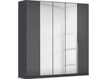 Drehtürenschrank OTTO HOME "Kleiderschrank Kleiderschränke Schrank Garderobe AGORDO mit Glasfront", grau (graumetallic, glas basalt), B:226cm H:229cm T:54cm, Holzwerkstoff, Schränke, Drehtürenschrank, durchdachte Innenausstattung, in 8 Breiten und 2 Höhen MADE IN GERMANY