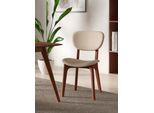 Stuhl HOME AFFAIRE "COZY Made in Italy", beige (beige, nuss, beige), B:50cm H:88cm T:62cm, Polyester, Stühle, Stuhl, Gestell in Buche, Kirsch- oder Nussbaum, Massivholz, Design Stuhl