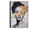 Wandbild REINDERS "Lady Gold", schwarz (farbe bild(er): schwarz), B:60cm H:90cm T:3cm, Bilder, Wandbild, Wohnzimmer - Schwarz - MDF - Menschen - 60x90 cm
