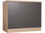 Spülenschrank RESPEKTA "Merle", grau, B:100cm H:84,8cm T:60cm, Schränke, Spülenschrank, Breite 100 cm, Soft-Close, Griffe aus Metall, 85 cm Arbeitshöhe