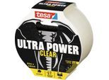 tesa® Montageband Ultra Power Clear, robust, temperatur-/wasser-/UV-beständig, von Hand einreißbar, 1 Rolle mit L 20 m x B 48 mm, transparent