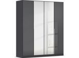 Drehtürenschrank OTTO HOME "Kleiderschrank Kleiderschränke Schrank Garderobe AGORDO mit Glasfront", grau (graumetallic, glas basalt), B:181cm H:210cm T:54cm, Holzwerkstoff, Schränke, Drehtürenschrank, durchdachte Innenausstattung, in 8 Breiten und 2 Höhen MADE IN GERMANY