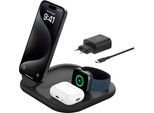 BELKIN Wireless Charger "BoostCharge 3-in-1 15 W magnetisch, einklappbar", schwarz, B:35,99cm H:18,49cm T:19,99cm, Ladegeräte, iPhone 17/Air, Pixelsnap, Apple Watch, AirPods, Wireless Charger