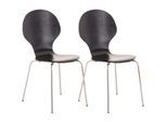 TPFLiving 2er Set Besucherstuhl Daggy mit Holzsitz und Metallgestell Farbe: Braun