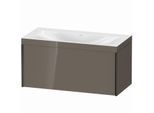 Duravit XViu Waschtisch-Unterschrank XV4611NB289C 100x48cm, 1 Auszug, ohne Hahnloch, schwarz matt, Rahmen C, flannel grey hochglanz