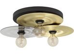 EGLO LED Deckenleuchte "LINTMILL Deckenlampe - Stahl - E27 - 3X40W - IP20", schwarz, messing, gebürstet, 3, Ø 53cm H: 20cm, 1 Stk., Leuchten, Wohzimmerlampe, Esszimmerlampe, Flur, Schlafzimmer, H20 x Ø53 cm, LED Deckenleuchte