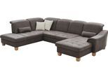 Wohnlandschaft DIE PLANBAR "PP-LA23145 U-Form", braun (grau), B:341cm H:88cm T:243cm, 100% Polyester, Sofas, Wohnlandschaft, inkl. Kopfpolsterverstellung, Federkernpolsterung