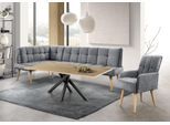 Eckbank EXXPO - SOFA FASHION "Latte", antrazith, B:234cm H:95cm T:156cm, 100% PES, Sitzbänke, Eckbank, moderne Sitz- und Rückensteppung, bequem und elegant, hoher Holzfuß