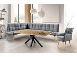 Eckbank EXXPO - SOFA FASHION "Latte", antrazith, B:254cm H:95cm T:196cm, 100% PES, Sitzbänke, Eckbank, moderne Sitz- und Rückensteppung, bequem und elegant, hoher Holzfuß