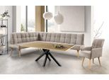 Eckbank EXXPO - SOFA FASHION "Latte", beige, B:254cm H:95cm T:196cm, 100% PES, Sitzbänke, Eckbank, moderne Sitz- und Rückensteppung, bequem und elegant, hoher Holzfuß