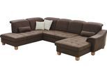 Wohnlandschaft DIE PLANBAR "PP-LA23145 U-Form", braun (mocca), B:341cm H:88cm T:243cm, 100% Polyester, Sofas, Wohnlandschaft, inkl. Kopfpolsterverstellung, Federkernpolsterung