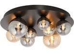 PAUL NEUHAUS LED Deckenleuchte "POPSICLE", schwarz, 8, Ø 48cm H: 15cm, 1 Stk., Leuchten, Rauch und Ambergläser in vers. Größen, LED Deckenleuchte