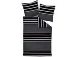 Bettwäsche JANINE "J. D.87105 06", schwarz (nougat schwarz), B/L: 155cm x 200cm, 1 Stk., 1 Stk., Mako-Satin, B/L: 80cm x 80cm, Mako-Satin, Obermaterial: 100% Baumwolle, Bettwäsche, Bettwäsche, mit Reißverschluss